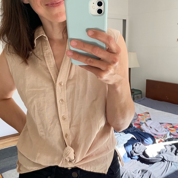 💃🏽 LAST CALL Vintage Blush Pink Linen Top - Picture 3 of 9